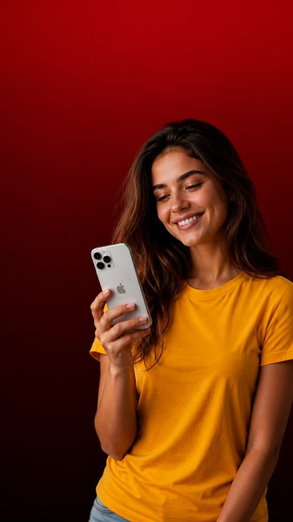 Woman using an iPhone with N2 Mobile